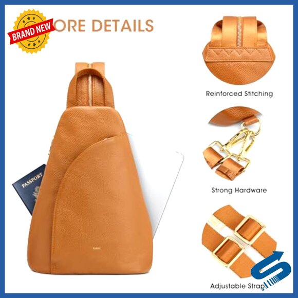 Top Grain Leather Crossbody Sling Bag with RFID Blocking Travel Backpack